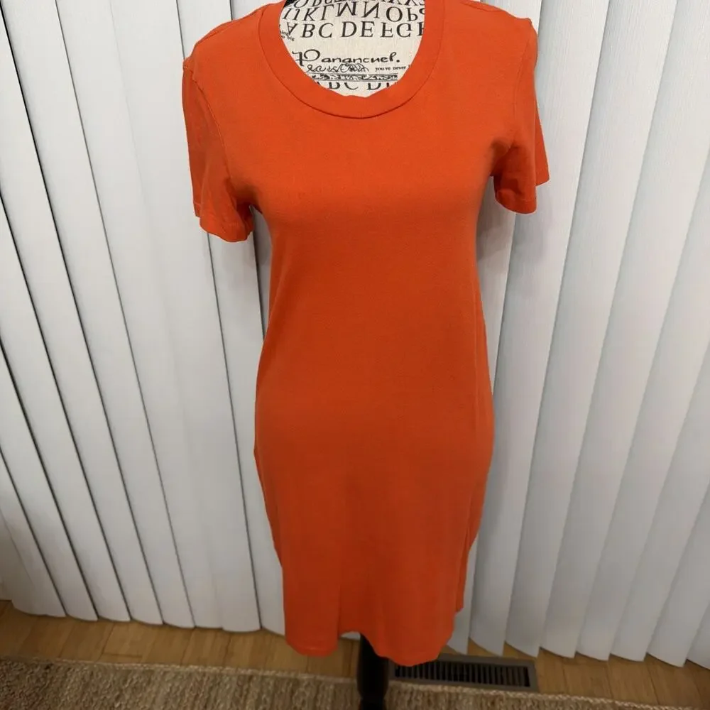 NWT Stateside Orange T-Shirt Dress Made in USA Soft Stretch Minimalist Sz XS